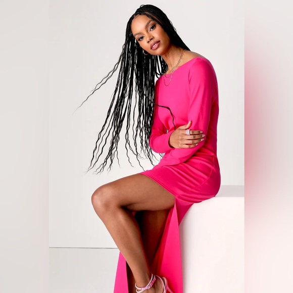 Lulus Dreaming About You Hot Pink Long Sleeve Maxi Dress ✨ Size Small - Picture 8 of 8